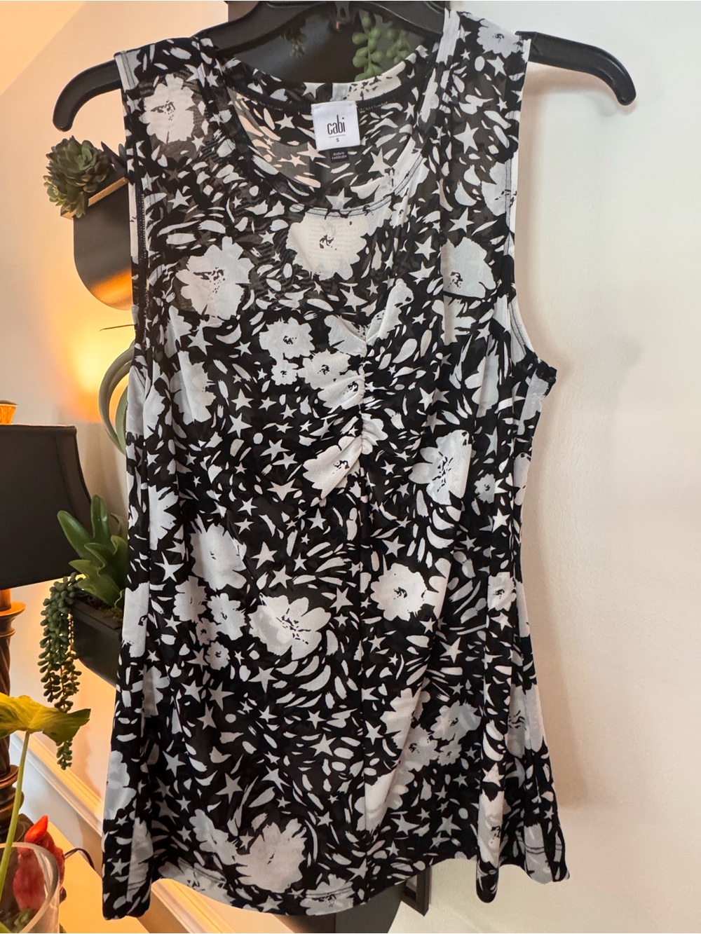 CAbi Black & White Floral Tank